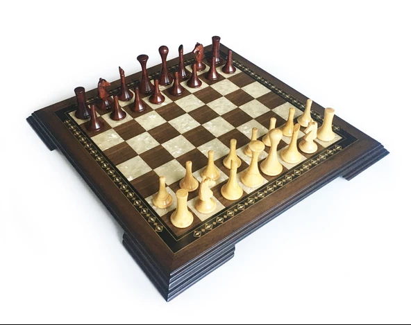 Helena Wood Art Masif Ceviz Sedefli Satranç Takımı 42 cm - 5