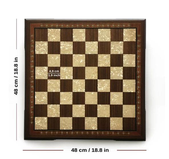 Helena Wood Art El Yapımı Ahşap Dama Takımı 48 cm Kahve-50mm - 3