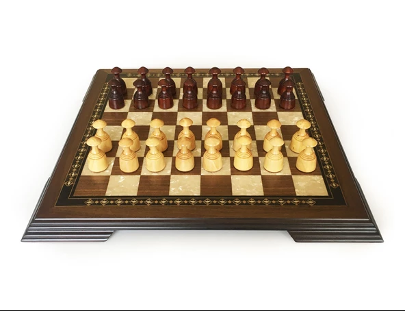 Helena Wood Art Masif Ceviz Sedefli Dama Takımı 42 cm Kahve-50mm - Resim 2