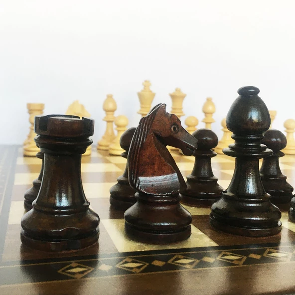 El Yapımı Şimşir Ahşap Satranç Taşı Özel At 85mm - 6