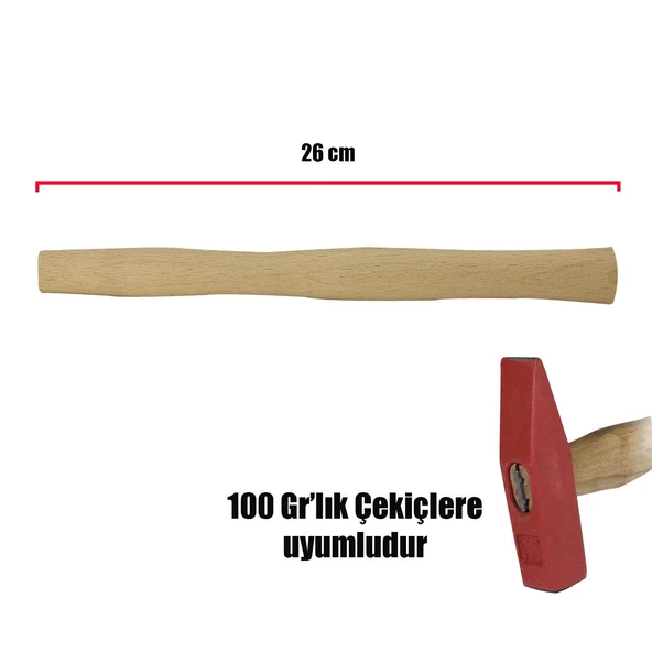 Eltos Çekiç Sapı 100 Gr Ergonomik Ahşap Sap 26 cm - 2
