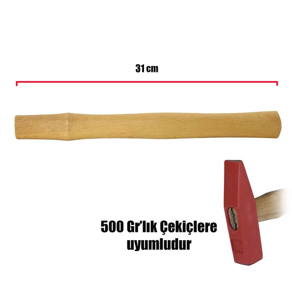 Eltos Çekiç Sapı 500 Gr Ergonomik Ahşap Sap 31 cm - 2
