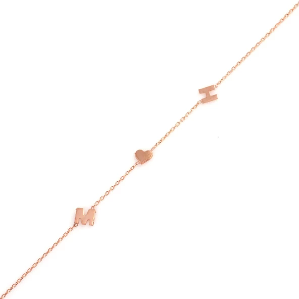 925 Ayar Gümüş Harf & Kalp Bileklik ürün görseli 1