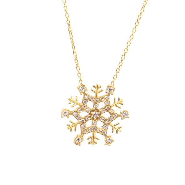 925 Ayar Gümüş Karlar Ülkesi Kar Tanesi Kolye - Resim 4