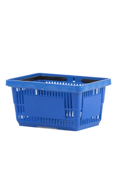 10 Adet 22 Lt Plastik Alışveriş Sepeti - Market El Sepeti  Mavi