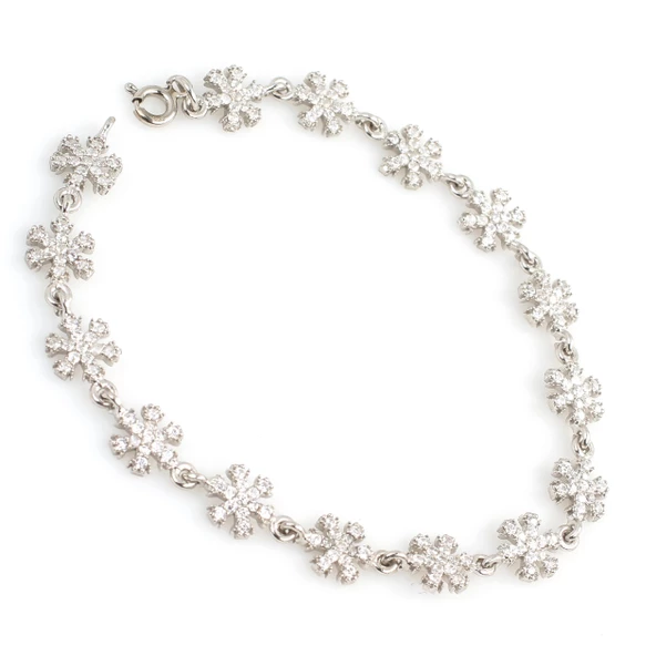 925 Ayar Gümüş Kar Tanesi Model Bileklik - Resim 5