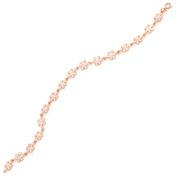 925 Ayar Gümüş Kar Tanesi Model Bileklik - Resim 6