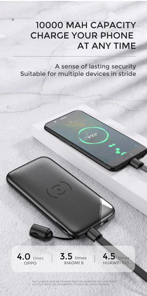 Joyroom D-M224 10000mAh Powerbank Kablolu ve Kablosuz Şarj Cihazı - 8