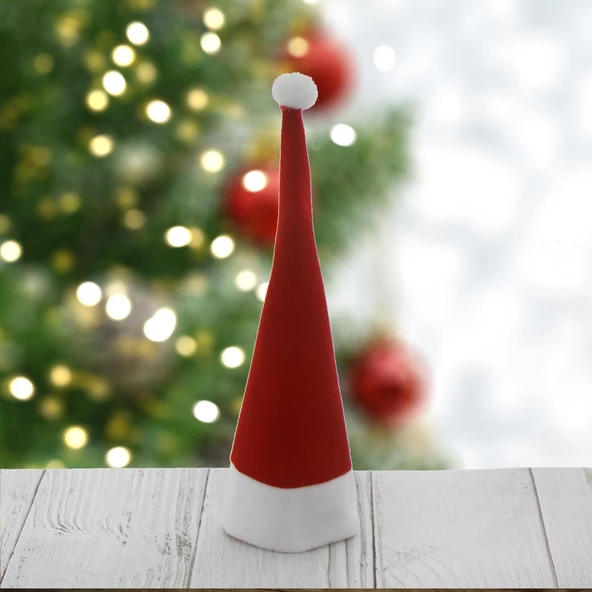 3 Adet 7x17cm Yılbaşı Şapkası Kumaş Süs ürün görseli 1