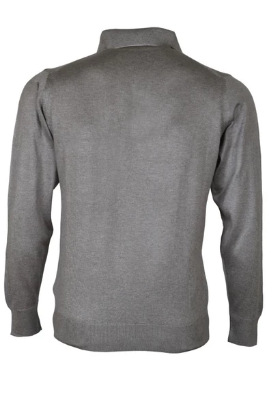 Erkek Açık Gri Kazak Polo Yaka Yünlü Klasik Normal Kesim RAR00816 - 6