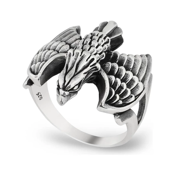 Kartal Tasarımlı 925 Ayar Gümüş Yüzük - Resim 4