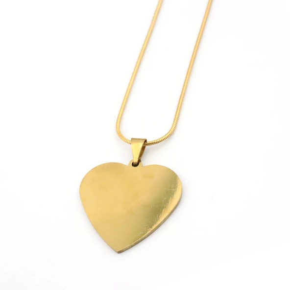 Pigado Paslanmaz Çelik Zincirli Kalp Figürlü Kolye - 3