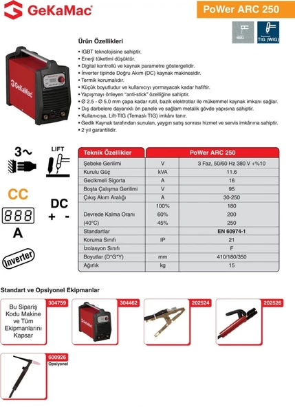 Gekamac Power Arc 250 Mma Inverter Kaynak Makinesi - 2