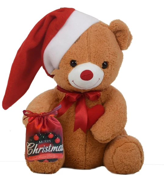 Yılbaşı Özel Konseptli  Romantik "Merry Christmas" Peluş Ayı 80 cm - Resim 3