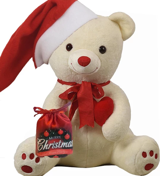 Yılbaşı Özel Konseptli  Romantik "Merry Christmas" Peluş Ayı 80 cm - Resim 2