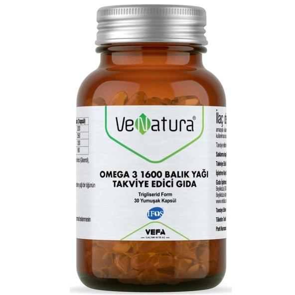 Venatura Omega 3 Balık Yağı 1600 mg 30 Yumuşak Kapsül