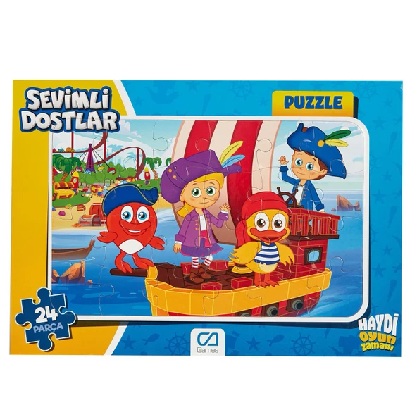 Sevimli Dostlar Kırmızı Balık Frame Puzzle/yapboz 24 Parça (Mavi Tema)