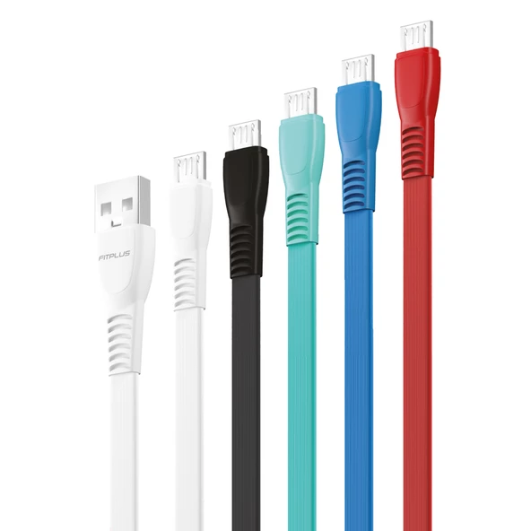 FitPlus Flat FS-401 Micro USB Data/Şarj Kablosu 2.4A 1mt