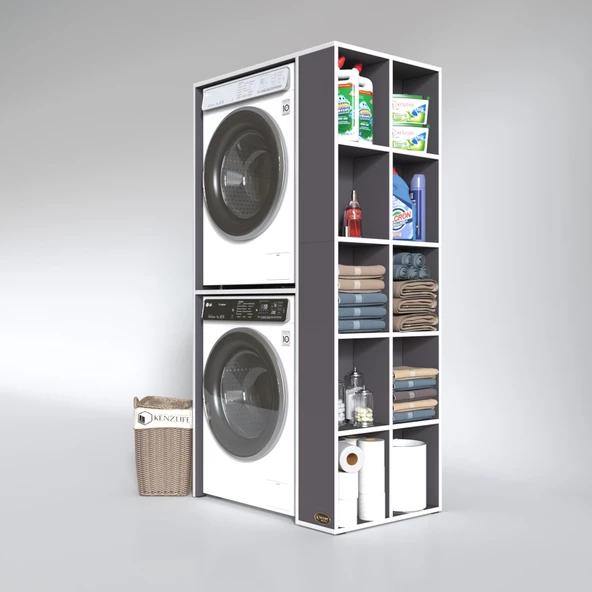 Kenzlife çamaşır-kurutma makinesi dolabı bolodenka gri 180*090*60 banyo kapaksız arkalıksız - Resim 2