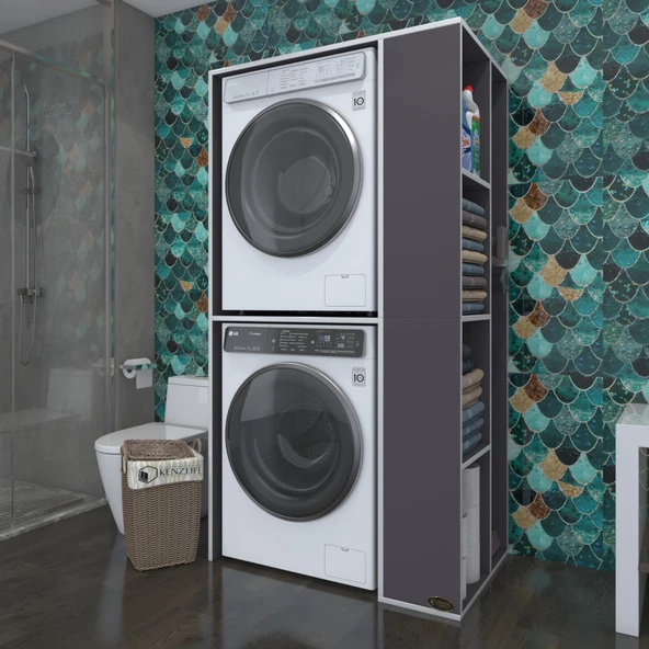 Kenzlife çamaşır-kurutma makinesi dolabı demyan gri 180*090*60 banyo kapaksız arkalıksız