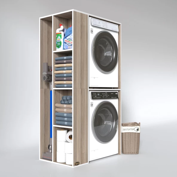 Kenzlife çamaşır-kurutma makinesi dolabı demyan crd 180*090*60 banyo kapaksız arkalıksız - Resim 5