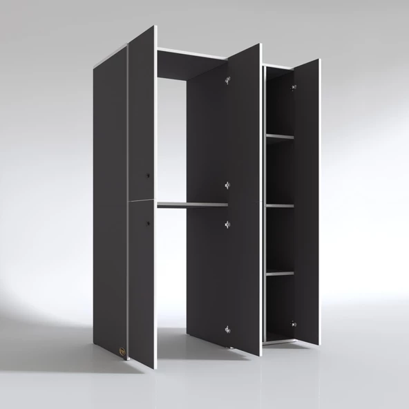 Kenzlife çamaşır-kurutma makinesi dolabı kapaklı yaromira gri 180*120*60 banyo arkalıksız - Resim 7