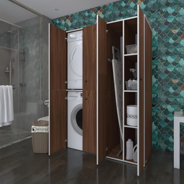 Kenzlife çamaşır-kurutma makinesi dolabı kapaklı yaromira cvz 180*120*60 banyo arkalıksız - Resim 5