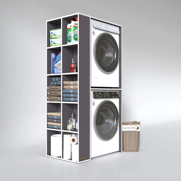 Kenzlife çamaşır-kurutma makinesi dolabı bolodenka gri 180*090*60 banyo kapaksız arkalıksız - Resim 5