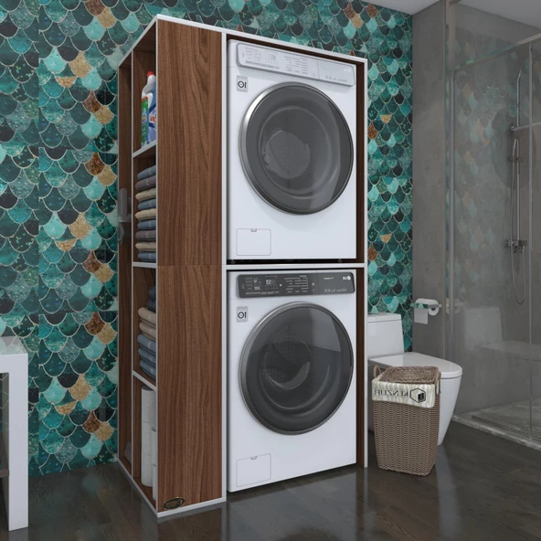 Kenzlife çamaşır-kurutma makinesi dolabı demyan cvz 180*090*60 banyo kapaksız arkalıksız - Resim 4