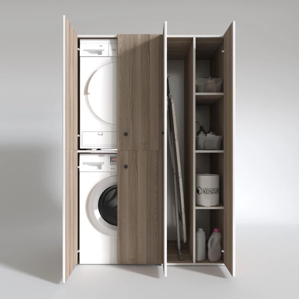 Kenzlife çamaşır-kurutma makinesi dolabı kapaklı yaromira crd 180*120*60 banyo arkalıksız - Resim 6