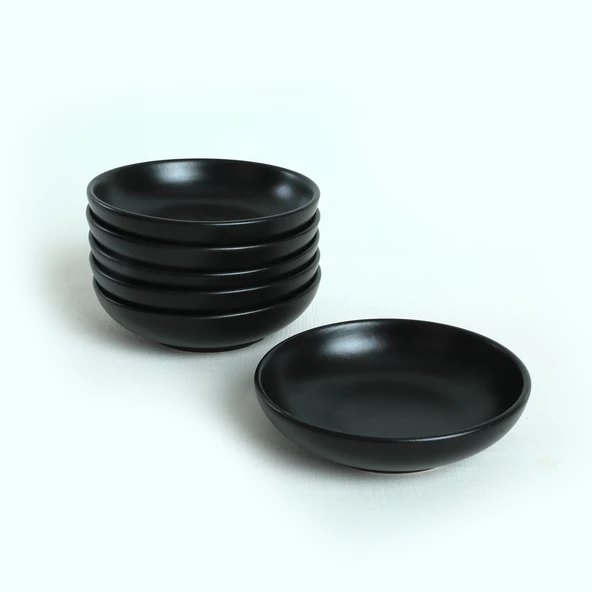 Keramika Mat Siyah Halka Çerezlik/Sosluk 13 Cm 6 Adet - 3