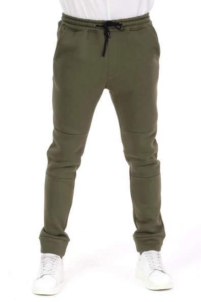 Erkek Paçası ve Beli Lastikli Bağcıklı Üç İplik Şardonlu Kalın Rahat Spor Eşofman Altı Pantolon - 9