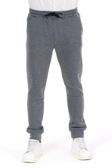 Erkek Paçası ve Beli Lastikli Bağcıklı Üç İplik Şardonlu Kalın Rahat Spor Eşofman Altı Pantolon