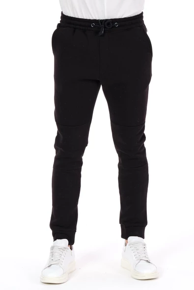 Erkek Paçası ve Beli Lastikli Bağcıklı Üç İplik Şardonlu Kalın Rahat Spor Eşofman Altı Pantolon - 2