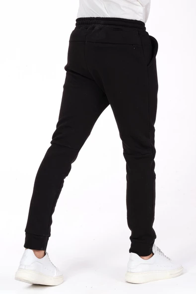 Erkek Paçası ve Beli Lastikli Bağcıklı Üç İplik Şardonlu Kalın Rahat Spor Eşofman Altı Pantolon - 6