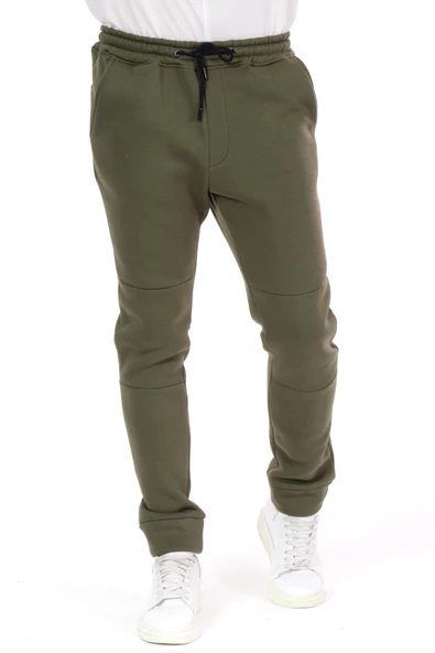 Erkek Paçası ve Beli Lastikli Bağcıklı Üç İplik Şardonlu Kalın Rahat Spor Eşofman Altı Pantolon - 8