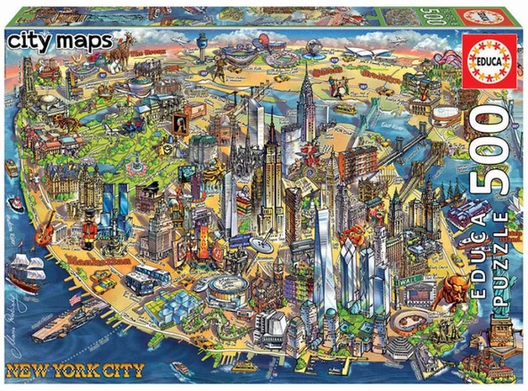 Educa 500 Parça New York Şehir Haritası Puzzle - 1