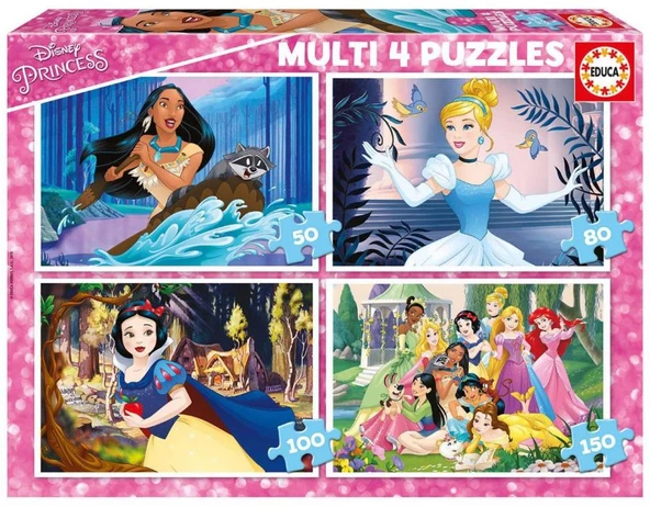 Educa Disney Princess Multi 4 in 1 Puzzle (50+80+100+150 Parça)