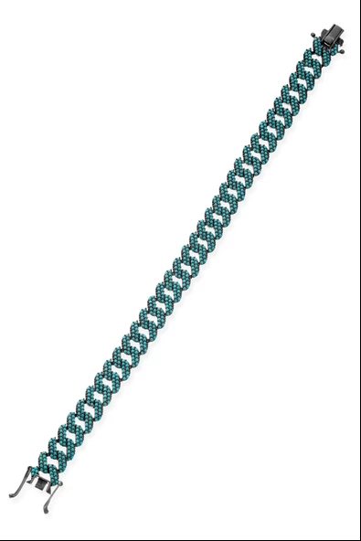 Gümüş Turkuaz Taşlı Gurmet Zincir Bileklik - Resim 7