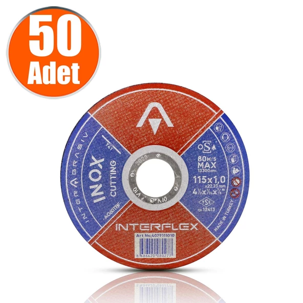 İnterflex İnox Metal Kesici Taş Disk 115x1.0x22.23 mm (50 ADET)