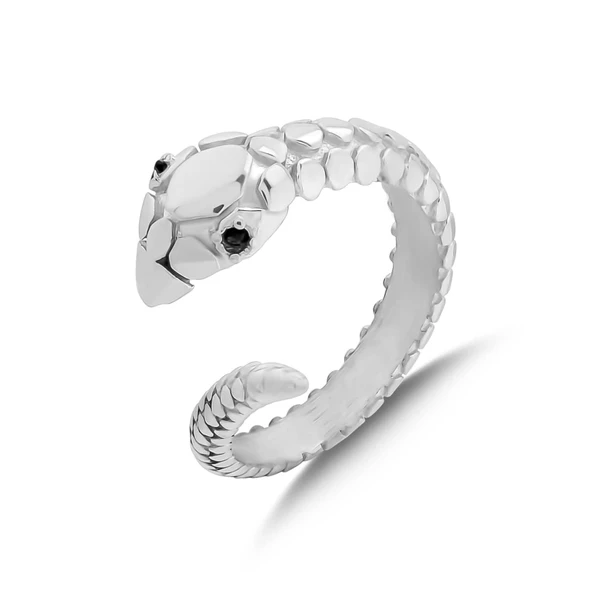 925 Ayar Gümüş Minik Yılan Yüzük - Resim 3
