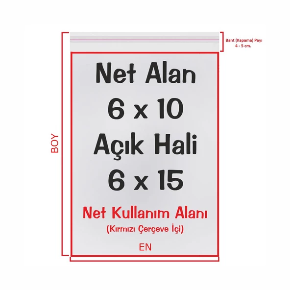 6x10+5 cm. (6x15) 100 Adet - Şeffaf Bantlı Yapışkanlı OPP Jelatin Poşet