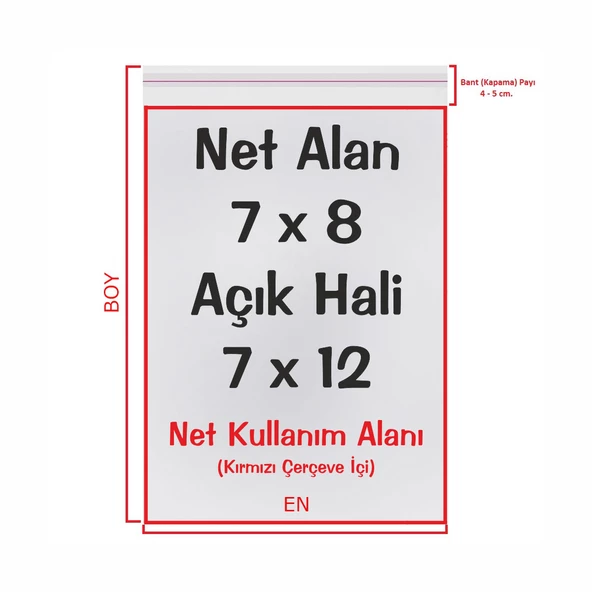 7x7+5 cm. (7x12) 100 Adet - Şeffaf Bantlı Yapışkanlı OPP Jelatin Poşet