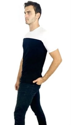 Beyaz Siyah Renkli T-shirt - Resim 3