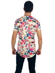 Boyu Uzun Oval Sarı Desenli T-shirt - Resim 3