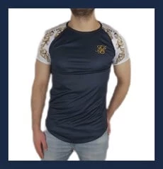 Boyu Uzun Oval Kesim Şeritli Lacivert T-shirt - 1