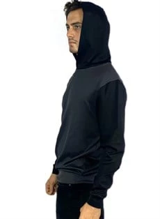 Kolları Siyah Spor Gri Sweatshirt - Resim 2