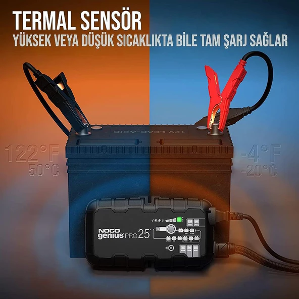 NOCO GENIUSPRO25 6V/12V/24V 1000A Akıllı Akü Şarj ve Akü Bakım/Desülfatör/Power Supply - 8