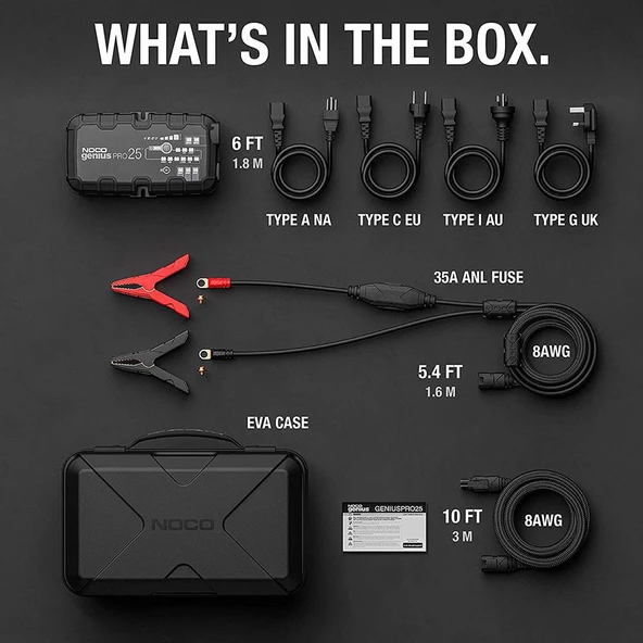 NOCO GENIUSPRO25 6V/12V/24V 1000A Akıllı Akü Şarj ve Akü Bakım/Desülfatör/Power Supply - 11