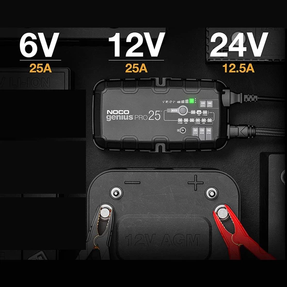 NOCO GENIUSPRO25 6V/12V/24V 1000A Akıllı Akü Şarj ve Akü Bakım/Desülfatör/Power Supply - 7